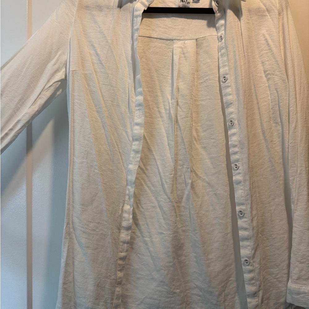 White linen Button-Up Shirt